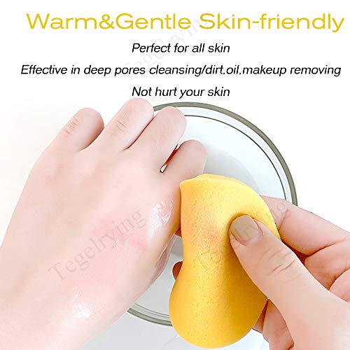 Tegelrying Facial Sponge Compressed,60 Pieces Professional Makeup Removal Round Face Wash Sponges PVA Spa Pads Exfoliating Cleansing for Women,Yellow,Pink - Image 5