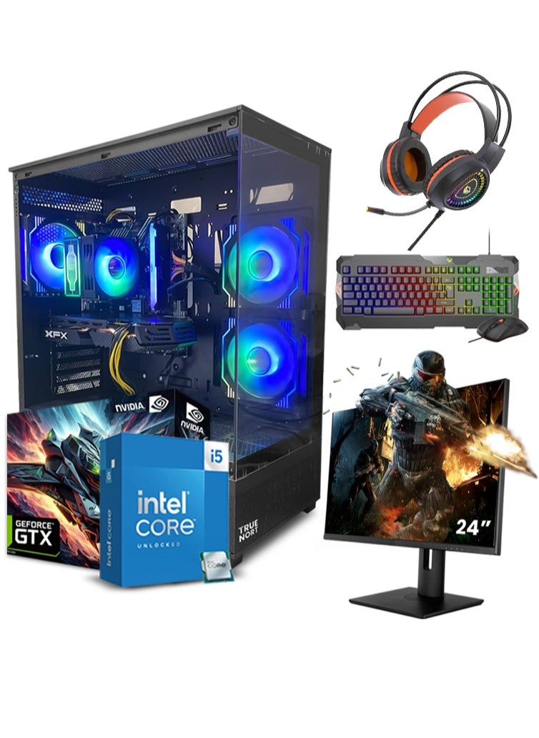 Truenort - Eclipse Fury All In One Bundle Gaming PC, Intel Core i5-11400F Processor/ NVIDIA GTX 1650 4GB GPU/ 16GB  RAM/ 1TB  SSD/ Built-In WIFI/ 24" FHD Monitor/ Keyboard, Mouse & Headphone Set/ Windows 11 Pro /  TrueNort RGB Gaming Case Black - Image 1