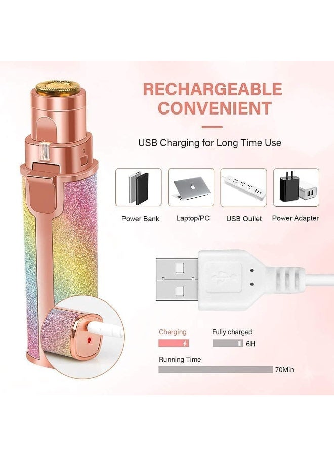Facial Hair Remover for Women, 2 in 1 Electric Shaver and Trimmer for Women, Painless, USB Rechargeable, Built-in LED Light Shaver for Lip, Chin, Nose004 - Image 3