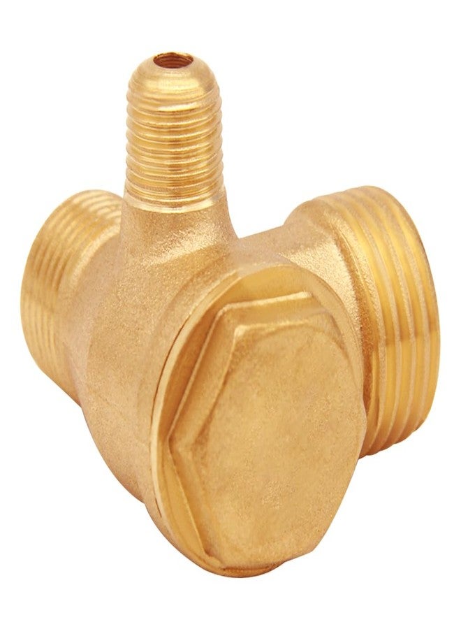 Uenede Solid Brass 3-Port Air Compressor Check Valve G1/8" x G3/8" x G1/2" Male Threaded Tube Connector Non-Return Valve - Image 3