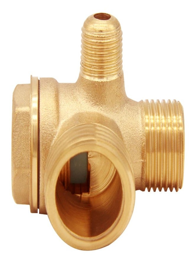 Uenede Solid Brass 3-Port Air Compressor Check Valve G1/8" x G3/8" x G1/2" Male Threaded Tube Connector Non-Return Valve - Image 4