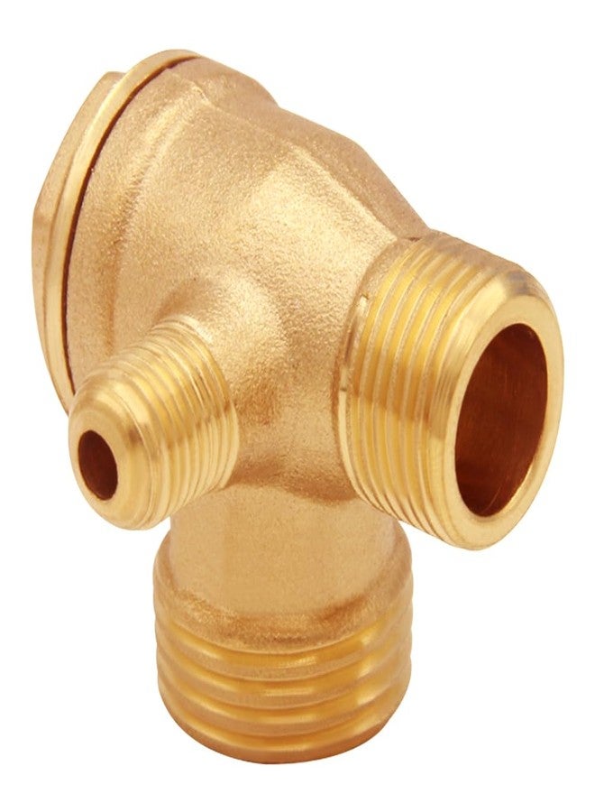 Uenede Solid Brass 3-Port Air Compressor Check Valve G1/8" x G3/8" x G1/2" Male Threaded Tube Connector Non-Return Valve - Image 5