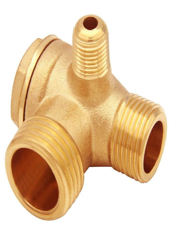 Uenede Solid Brass 3-Port Air Compressor Check Valve G1/8" x G3/8" x G1/2" Male Threaded Tube Connector Non-Return Valve - Image 1