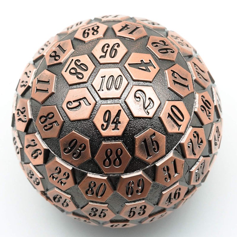 Cusdie D100 DND Metal Dice 100 Sided Giant Metal Dice Single D100 with Gift Box for RPGs Ancient Copper - Image 3