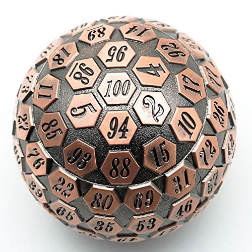 Cusdie D100 DND Metal Dice 100 Sided Giant Metal Dice Single D100 with Gift Box for RPGs Ancient Copper - Image 1