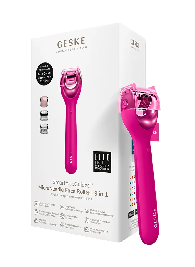 GESKE SmartAppGuided Microneedle Face Roller 9 In 1 Magenta