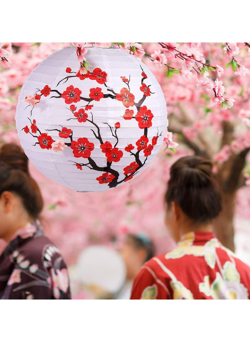 CMGTYYD Cherry Blossom Paper Lanterns Folding Hand fan, 8 Pcs Cherry Blossom Decor Set, Including 4 Chinese Japanese Oiled Paper Lamp and 4 Handheld Silk Decorative Folding Fans for Wedding Party Favor - Image 3