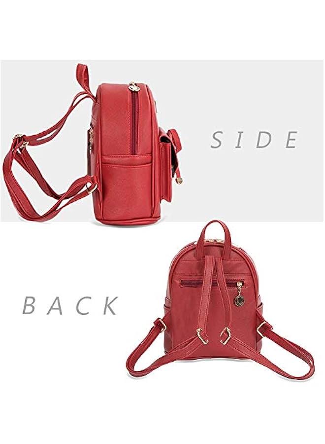 Arabest Girls Bowknot Cute Leather Backpack Mini Backpack Purse for Women  - Image 2