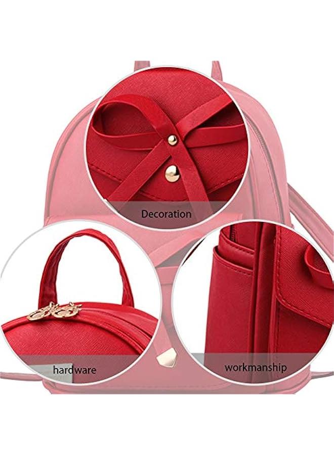 Arabest Girls Bowknot Cute Leather Backpack Mini Backpack Purse for Women  - Image 3