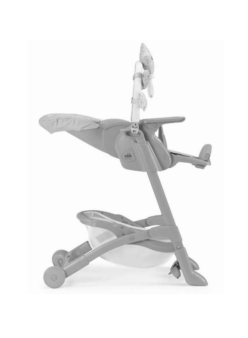 Cam - كرسي مرتفع Isante مع قضيب ألعاب - رمادي 262 - كرسي مرتفع مصنوع في إيطاليا، مثالي لأوقات الوجبات وأوقات اللعب والقيلولة، من 0 إلى 36 شهرًا، صغير الحجم قابل للطي مع حامل دعم، آمن للعجلات الخلفية - Image 4