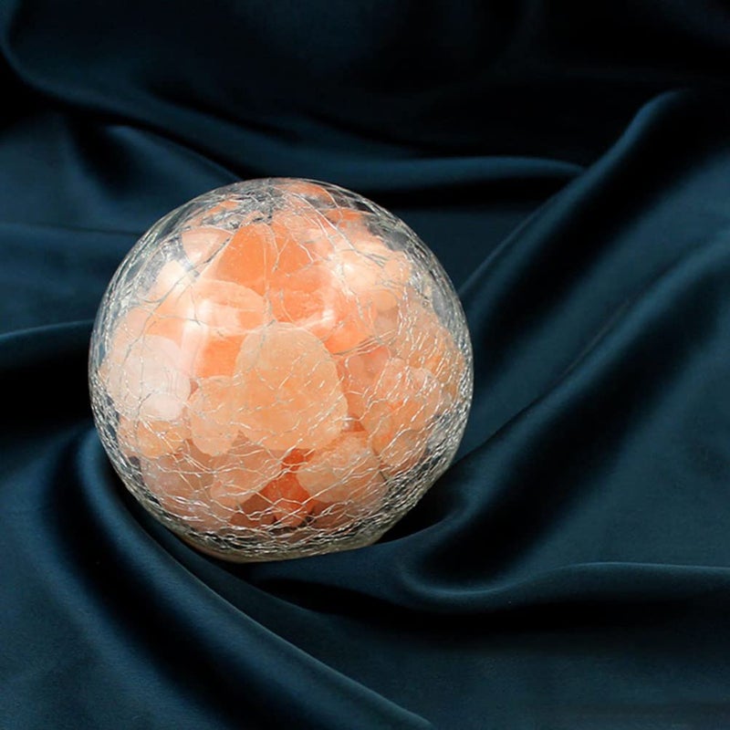 Uonlytech Salt Rock Lamp Battery Powered Himalayan Pink with Crackle Glass Ball Rock Salt Night Light for Bedroom Home Decor - Image 3
