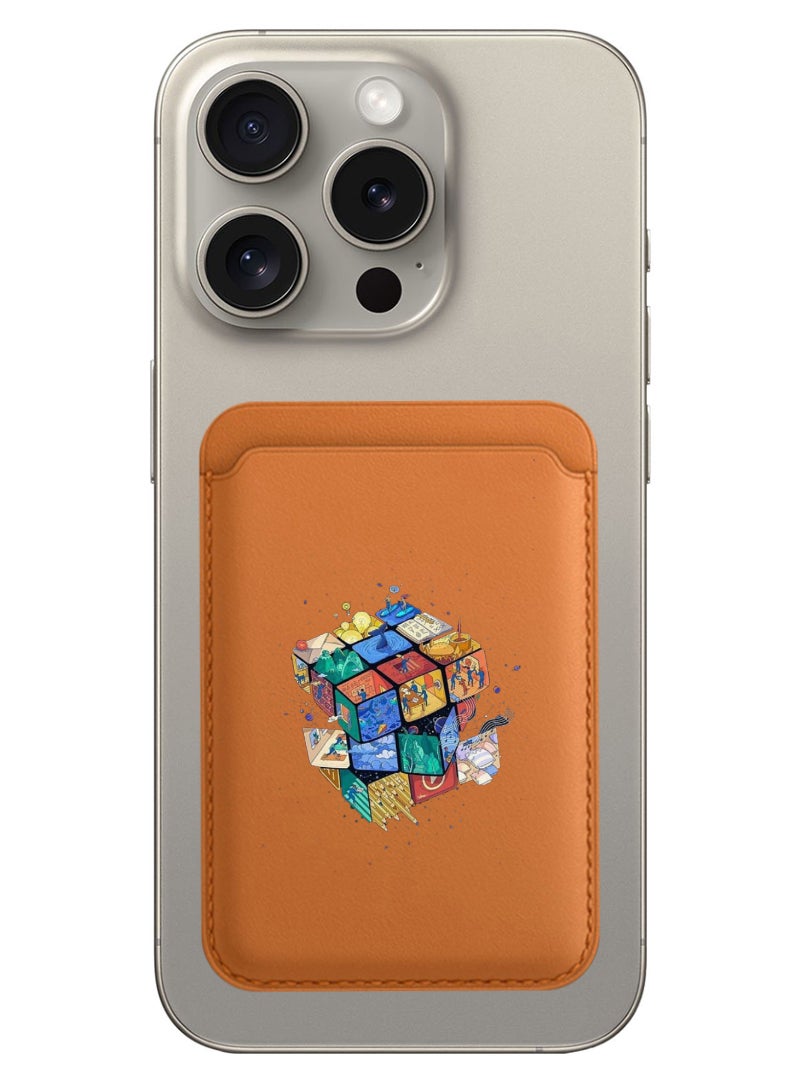Theodor Magnetic Wallet, Compatible with MagSafe Wallet, for iPhone Wallet, for iPhone 16/15/14/13/12 Series, Not for iPhone 13/12 mini, 3 Card Holder, Vegan Leather, Brown - Cube - Image 1
