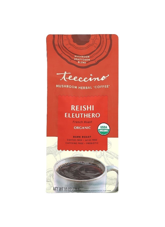 teeccino - Teeccino, Mushroom Herbal Coffee, Reishi Eleuthero, Dark Roast, Caffeine Free, 10 oz (284 g) - Image 1