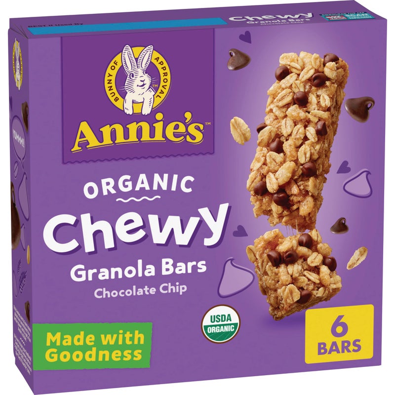 Annie's Organic Chewy Granola Bars, Chocolate Chip, 6 Bars, 5.34 oz - Image 1
