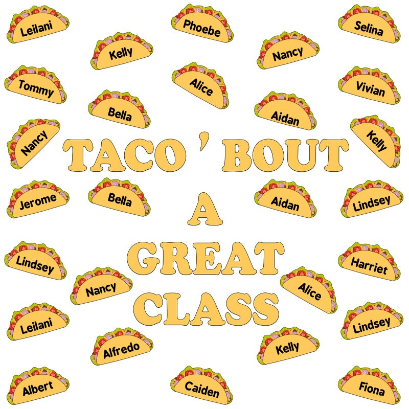 تقطيع تاكو رائع مع 48 قطعة من تقطيعات التاكو ملصقات فييستا مكسيكية لزينة حفلات سينكو دي مايو لزينة الحفلات ذات الطابع المكسيكي لوازم ديكور المدرسة