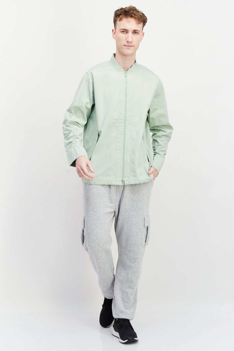 TRIBE OF 6 Men Plain Bomber Jacket, Light Green - Image 4