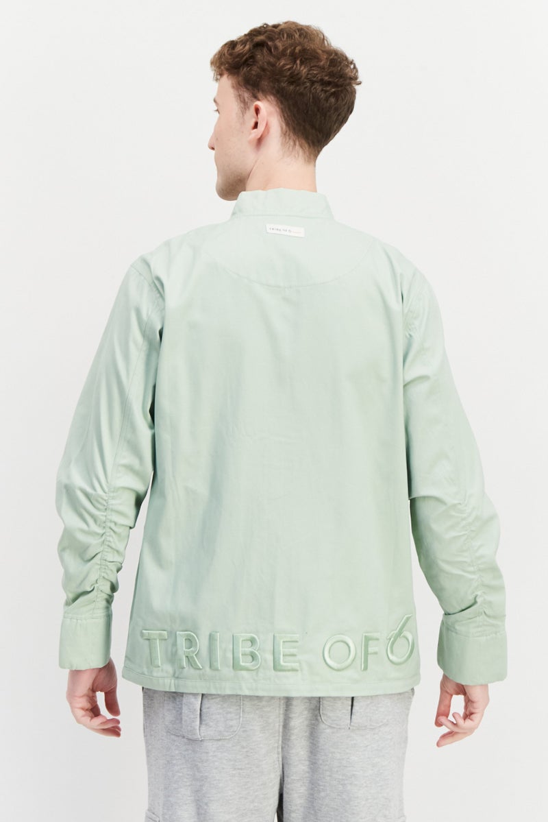 TRIBE OF 6 Men Plain Bomber Jacket, Light Green - Image 2
