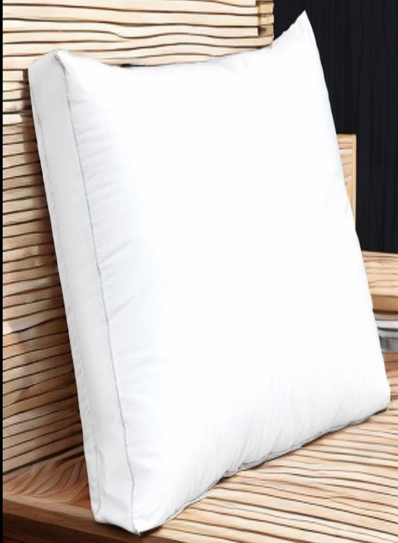 Blueberry White Bed Pillows With Grey Double Piping, Gusseted Pillow for Back, Stomach or Side Sleepers  - Image 1
