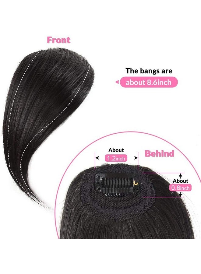 DSOAR Side Bangs Clip In Bangs Real Human Hair Bang Natural Clip On Side Bang Straight Fringe Hair Extension(Natural Black) - Image 2