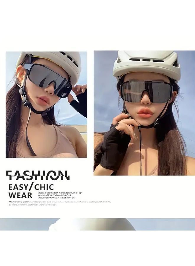 نظارات شمسية unisex للرياضات في الهواء الطلق إطار أسود عدسات رمادية للدراجات والمشي لمسافات طويلة والتزلج - Image 4