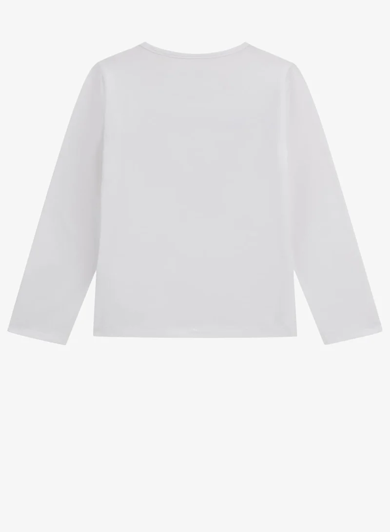 جس تيشيرت للأطفال بياقة دائرية وشعار مطبوع