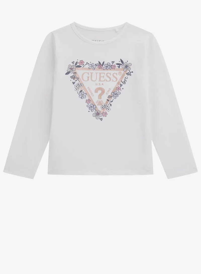 جس تيشيرت للأطفال بياقة دائرية وشعار مطبوع