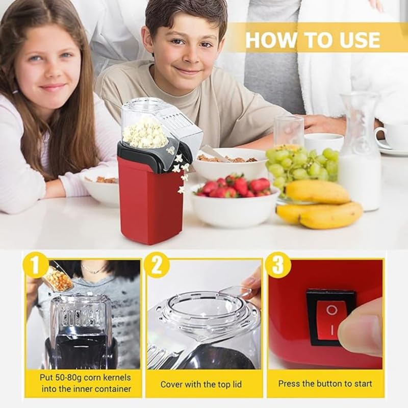 Lapras (LIMITED15 YEARS WARRANTY) OIL FREE HOT AIR POPCORN LIGHT WAIGHT, ELECTRIC MACHINE SNACK MAKER,1200-W HOT AIR POPCORN - Image 2