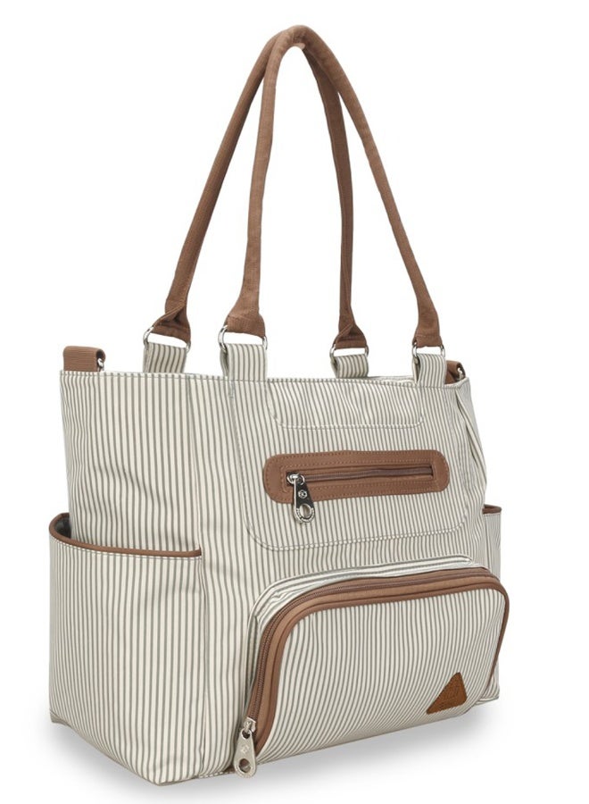 Set Of 6 Diaper Bag With Hooks And Nappy Changing Mat - Ivory White - Image 5