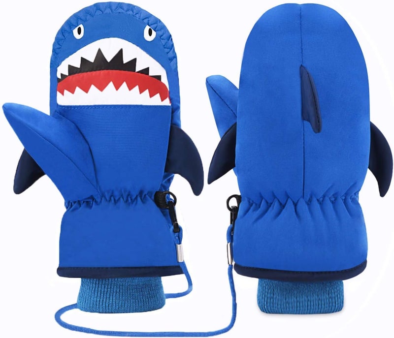 7-Mi Kids Mitten Winter, Snow Gloves for Skiing & Snowboarding Lined Warm Long Cuff with String for 4-6 Years Boys & Girls - Image 1