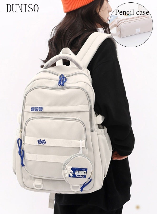 DUNISO حقيبة ظهر مدرسية للأطفال مع مقلمة وحقيبة كتب مقاومة للماء مع مقصورات للأطفال في سن المراهقة وطلاب المدارس الابتدائية وحقيبة مدرسية للأطفال بسعة كبيرة - Image 1