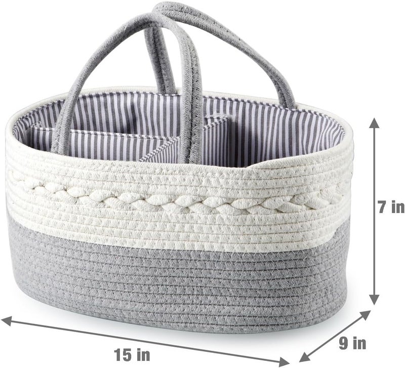 PandaEar Baby Diaper Caddy Organizer for Boys Girls Portable Baby Diaper Basket Travel Cotton Rope Diaper Caddy Change Organizer for Baby Shower Gifts Newborn Infants - Image 2