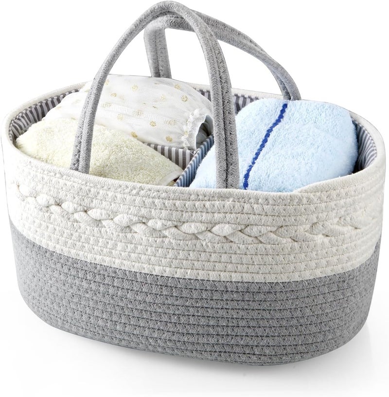 PandaEar Baby Diaper Caddy Organizer for Boys Girls Portable Baby Diaper Basket Travel Cotton Rope Diaper Caddy Change Organizer for Baby Shower Gifts Newborn Infants - Image 4