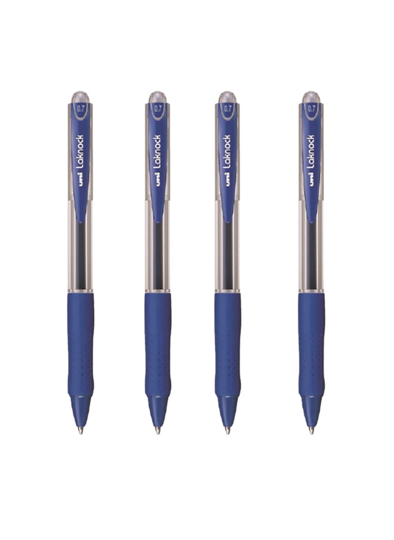 Uniball 4-Piece Laknock Ballpoint Pen 0.7mm Tip Blue Ink  - Image 2