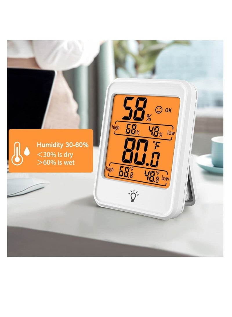 SYOSI Hygrometer Humidity Gauge Indicator Digital Indoor Thermometer Room Temperature and Humidity Monitor with Touch Backlight White [1 Pack] - Image 5