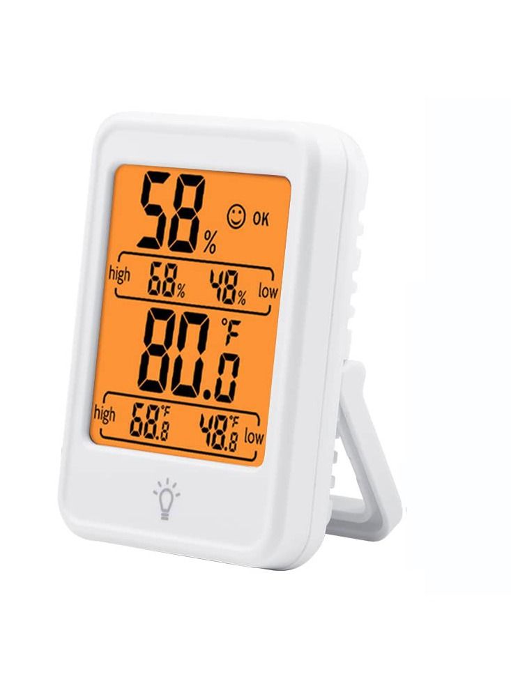 SYOSI Hygrometer Humidity Gauge Indicator Digital Indoor Thermometer Room Temperature and Humidity Monitor with Touch Backlight White [1 Pack] - Image 1