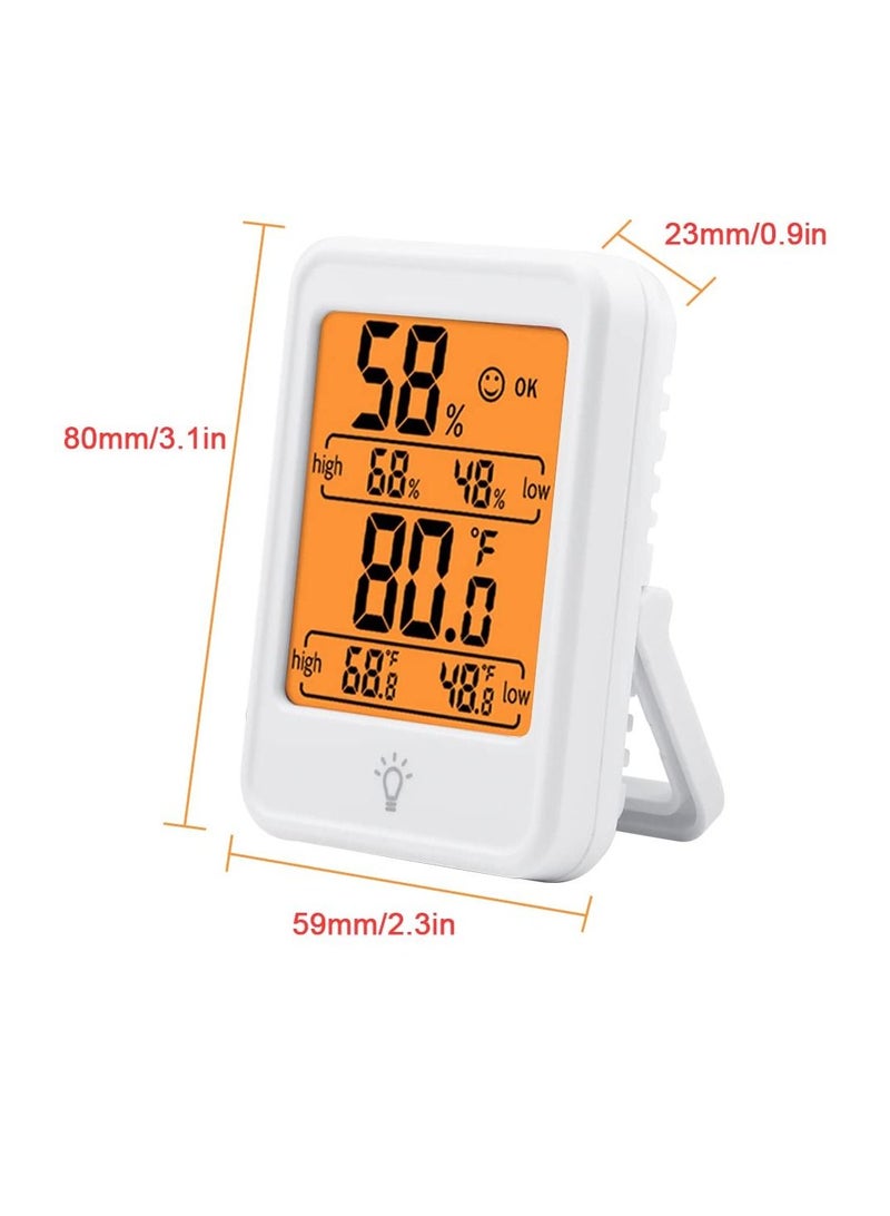 SYOSI Hygrometer Humidity Gauge Indicator Digital Indoor Thermometer Room Temperature and Humidity Monitor with Touch Backlight White [1 Pack] - Image 2