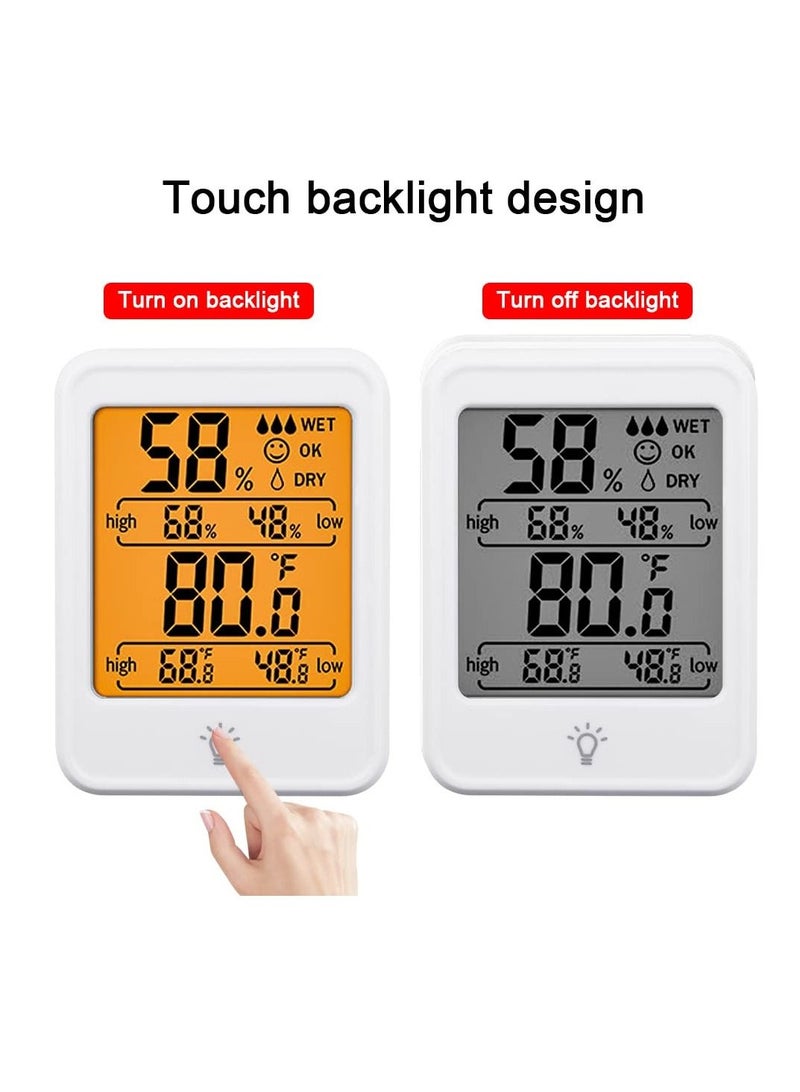 SYOSI Hygrometer Humidity Gauge Indicator Digital Indoor Thermometer Room Temperature and Humidity Monitor with Touch Backlight White [1 Pack] - Image 4