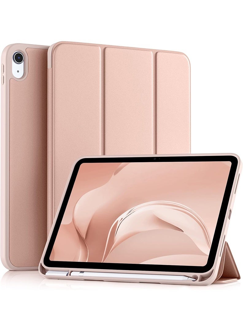 ثيودور جراب ذكي رفيع لجهاز iPad من الجيل الحادي عشر A16 (2025) مقاس 11 بوصة والجيل العاشر (2022) مقاس 10.9 بوصة - غطاء واقٍ خفيف الوزن مع حامل قلم، خاصية التشغيل/الإيقاف التلقائي، ظهر من مادة TPU ناعمة - ذهبي وردي - Image 1