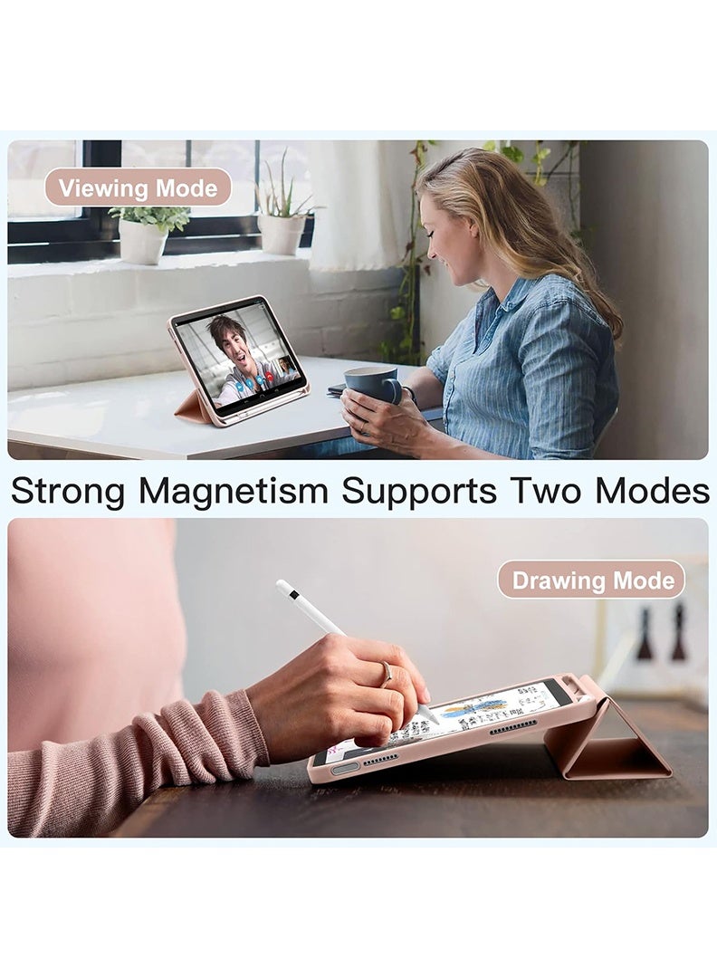 ثيودور جراب ذكي رفيع لجهاز iPad من الجيل الحادي عشر A16 (2025) مقاس 11 بوصة والجيل العاشر (2022) مقاس 10.9 بوصة - غطاء واقٍ خفيف الوزن مع حامل قلم، خاصية التشغيل/الإيقاف التلقائي، ظهر من مادة TPU ناعمة - ذهبي وردي - Image 4