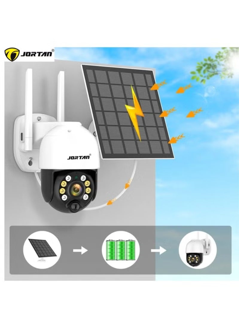 JORTAN 8MP Solar WiFi Outdoor PTZ Security Camera | 360° Pan Tilt Wireless CCTV Camera with Motion Detection 2-Way Audio Color Night Vision IP66 Waterproof 10800mAh Battery for Home Farm Garage Outdoor Surveillance - Image 3