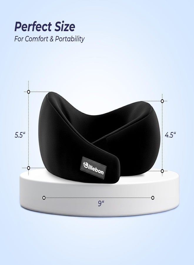 Billebon Gel Infused Memory Foam Neck Pillow, Travel Pillow with Adjustable Velcro Straps, Neck Pillow for Travelling & Flight Travel, Ergonomic Support for Comfort & Pain Relief (Black) - Image 5