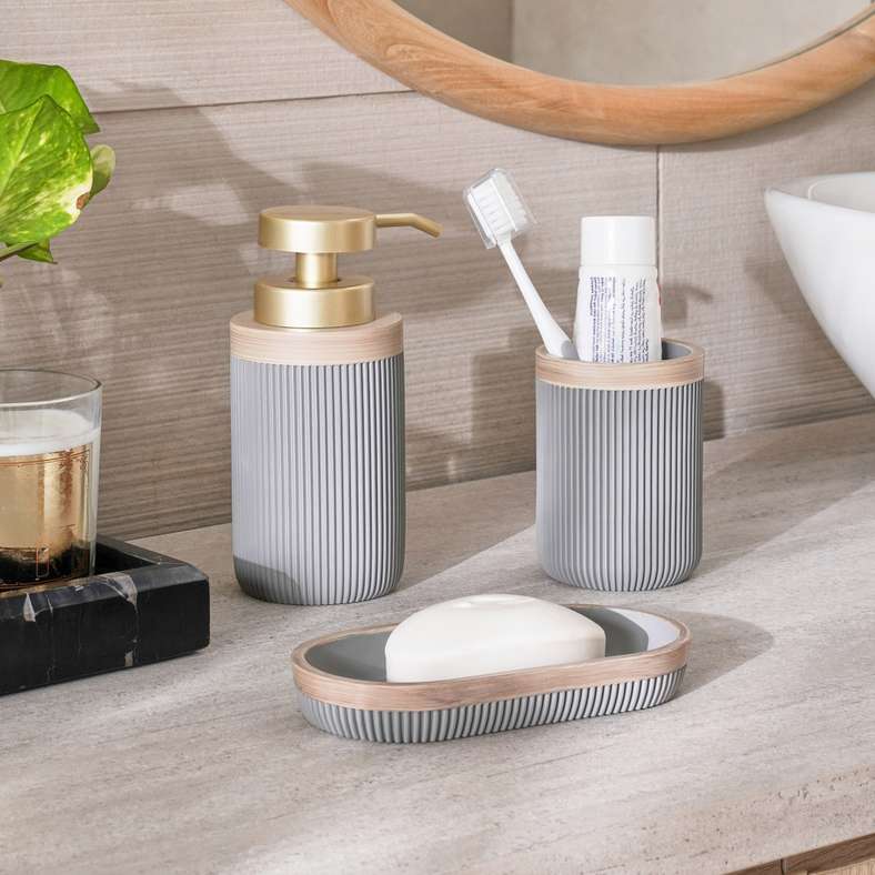 Pan Home Grey Bath Accessories Set for Home