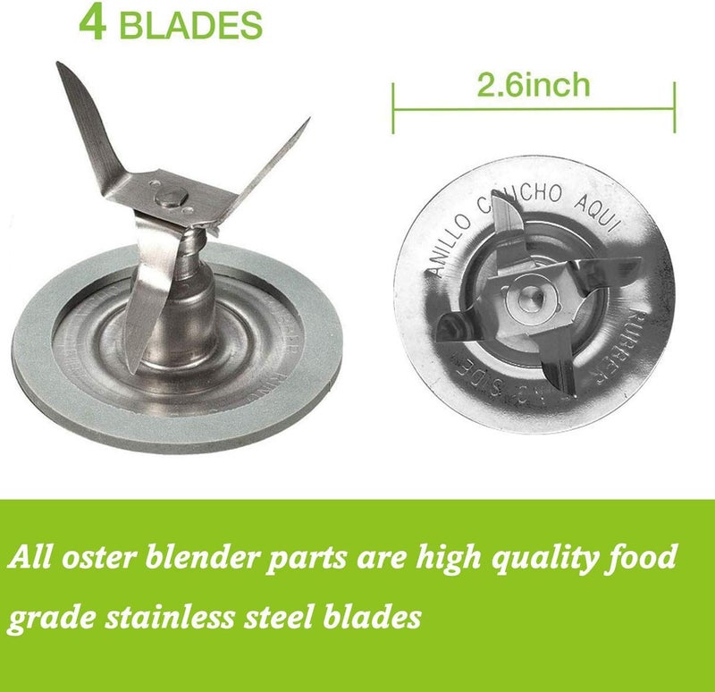 Swess شفرة خلاط لأوستر أوسترايزر مع حلقة ختم طقم دبوس توصيل قاع الجرة 4902 متوافق مع طقم استبدال جرة زجاجية خلاط أوستر - Image 2
