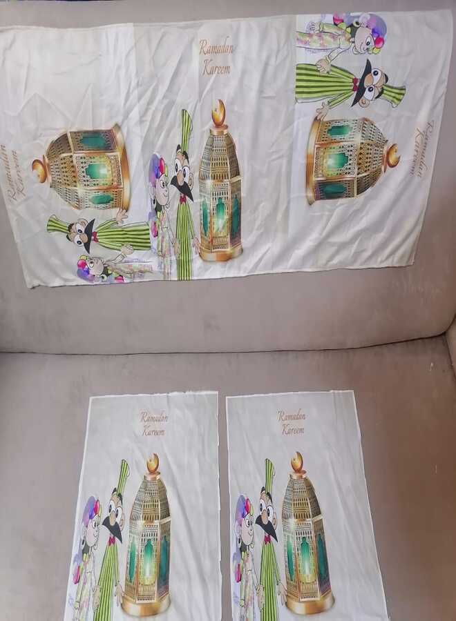 طقم رانر قطيفة مستورد 150 × 45 و ٢ كوشن ٤٥×٤٥  (دياسطي) 