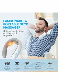 Excefore Neck Massager with Heat, Cordless for Pain Relief Deep Tissue 2 Metal Plates, EMS Acupoints Lymphvity Massage Device, 15 Levels Relax Ultima  - Image 2