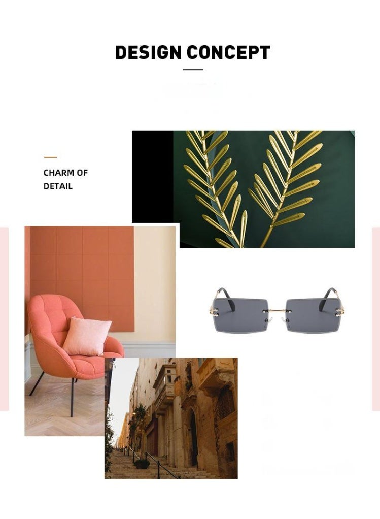 Veil New Rimless Fashion Trend Sunglasses Personalized Sunglasses UV Protection Unisex - Image 3