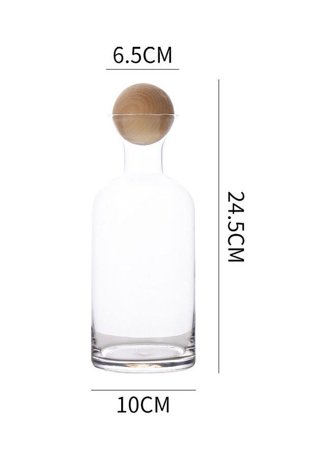 Shuer Retro Nordic Glass Straight Pot With Wooden Stopper Clear 10x10x24.5cm  - Image 4