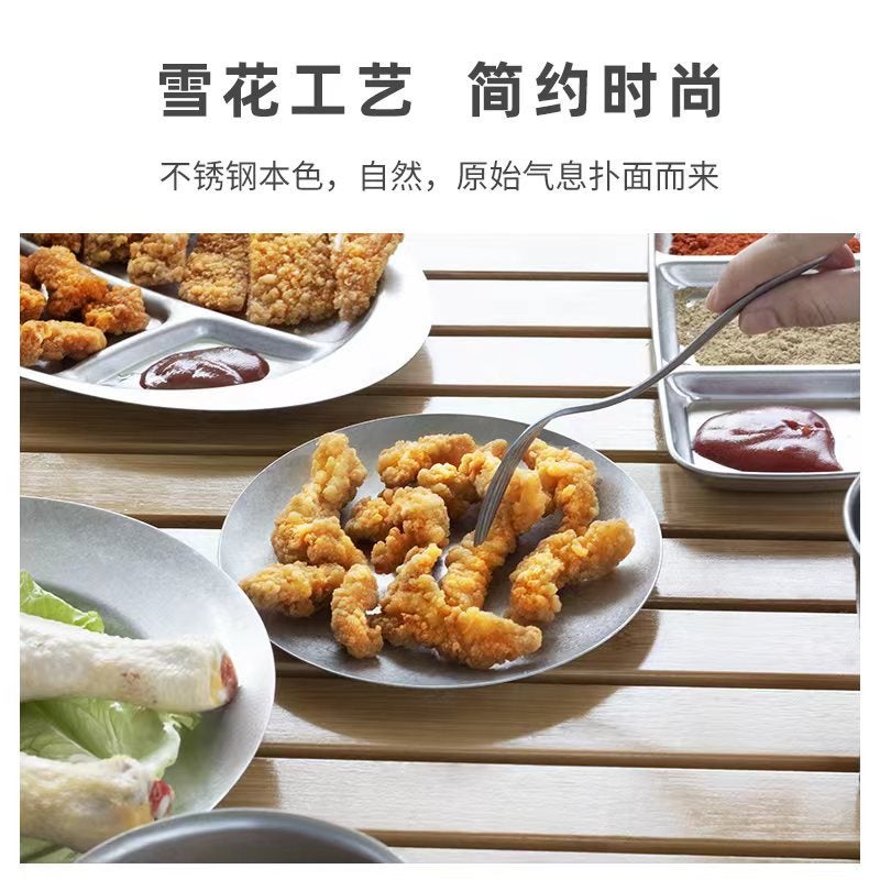 304 Stainless Steel Distressed Retro Style Tableware Industrial Style Bowl Plate Fork Spoon Chopsticks Snowflake Gray Outdoor Set - Image 4