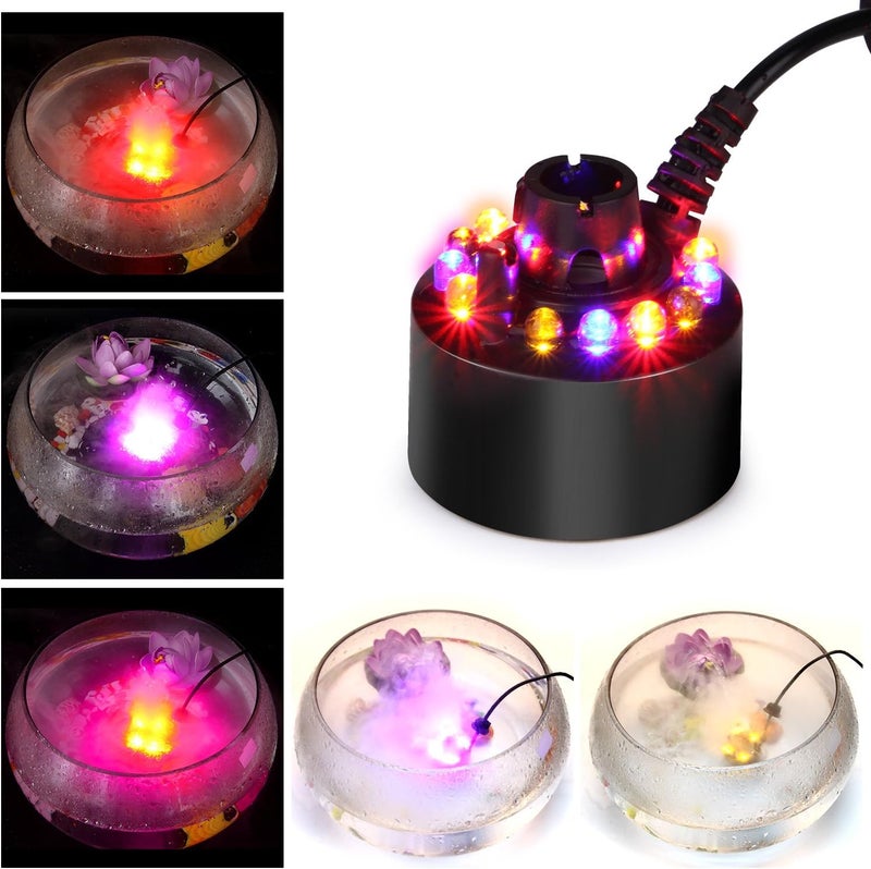 AGPtek Mist Maker Fogger Water Fountain Pond Fog Machine Atomizer Air Humidifier with 12 LED Light Color Change for Office Home Room Car, Black - Image 2