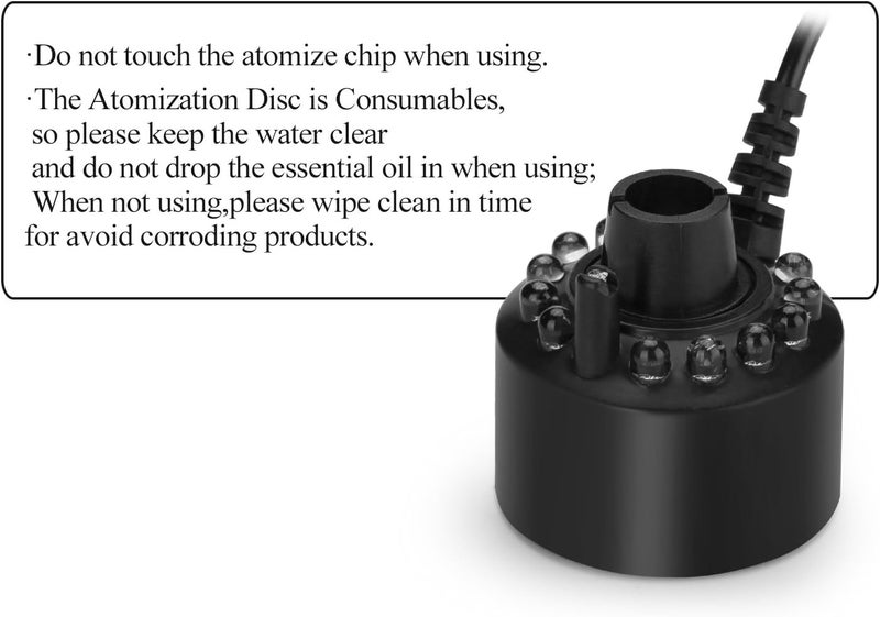 AGPtek Mist Maker Fogger Water Fountain Pond Fog Machine Atomizer Air Humidifier with 12 LED Light Color Change for Office Home Room Car, Black - Image 4